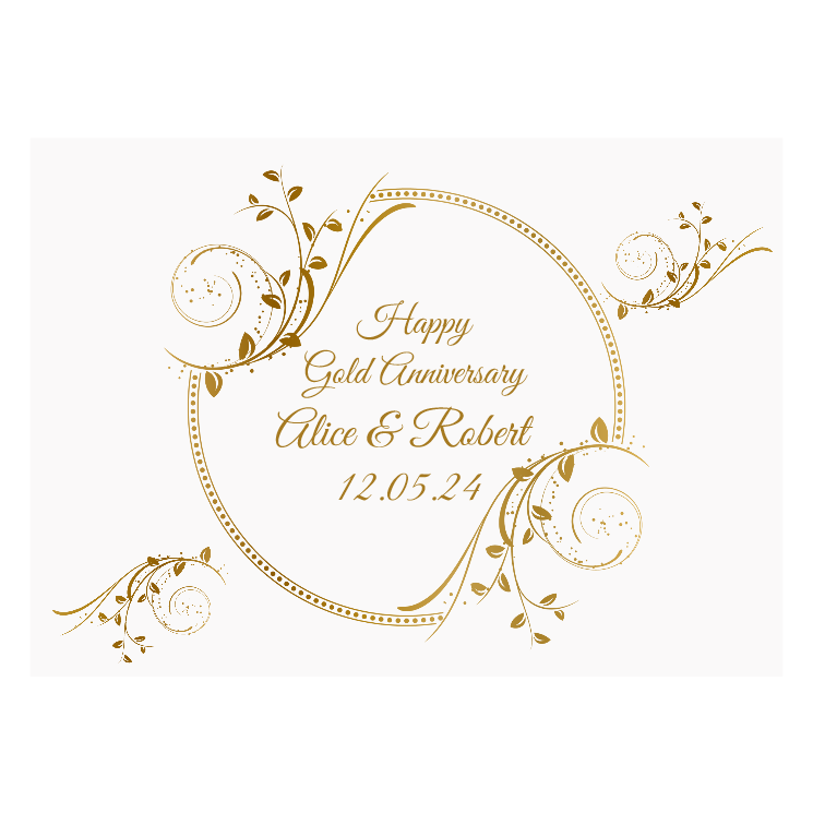 Happy Gold Anniversary Cake Topper Rectangular