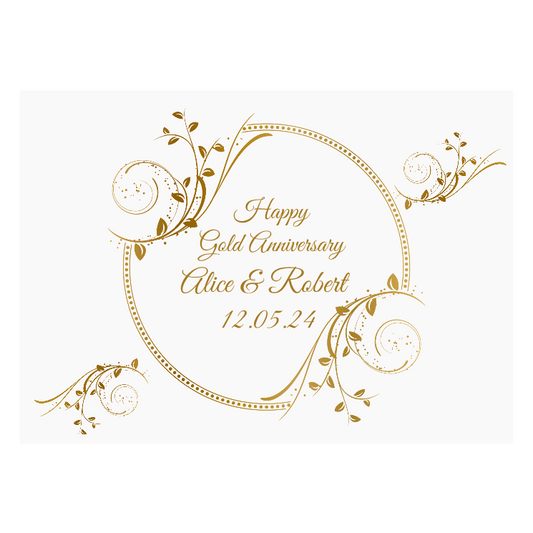 Happy Gold Anniversary Cake Topper Rectangular