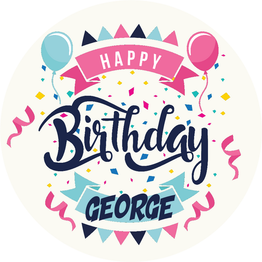 Happy Birthday Ballons Confetti Cake Topper