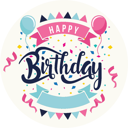 Happy Birthday Ballons Confetti Cake Topper
