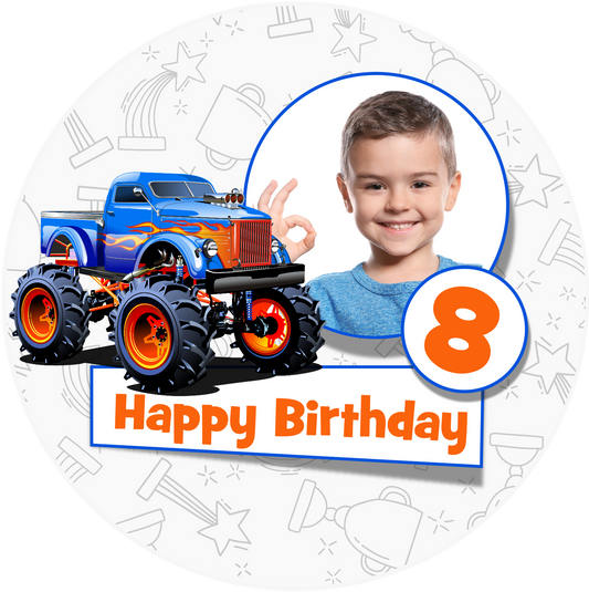 Happy Birthday Monster Truck Cake Topper