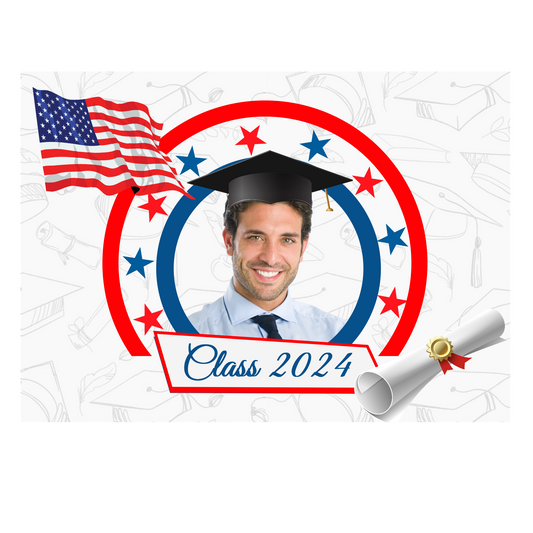 Graduation Rectangular USA Cake Topper