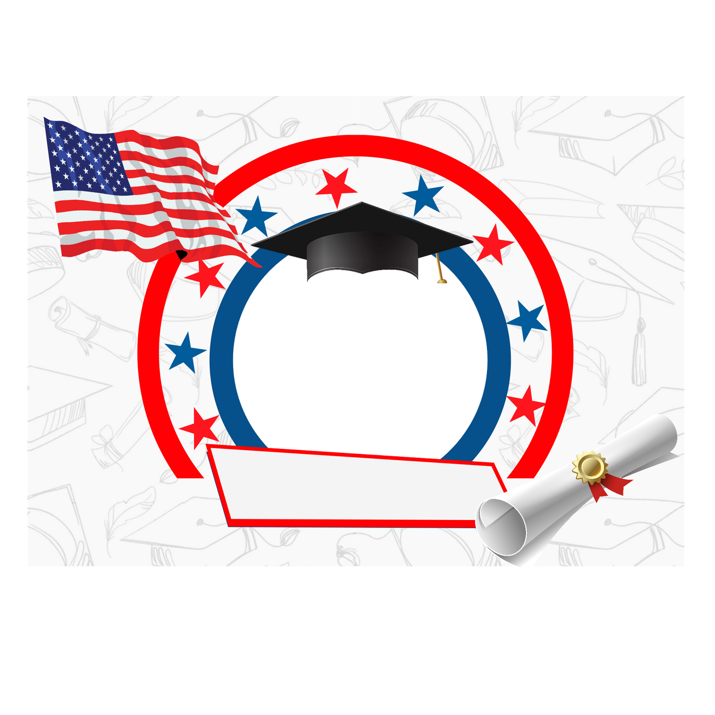 Graduation Rectangular USA Cake Topper