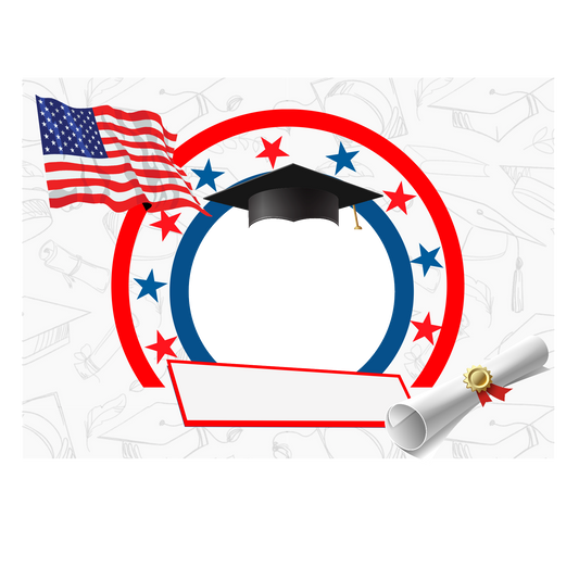 Graduation Rectangular USA Cake Topper