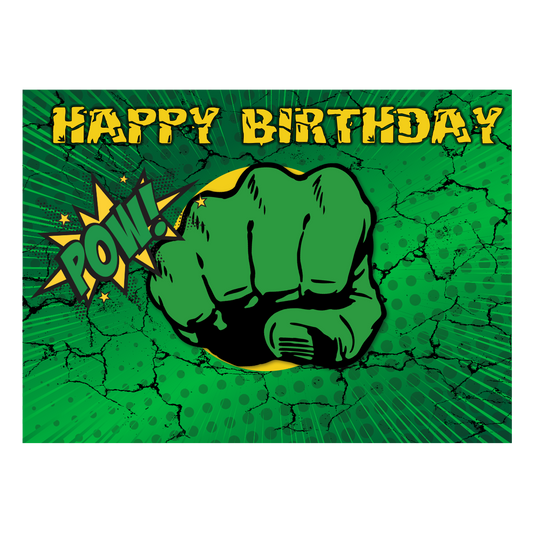 Happy Birthday Hulk Cake Topper Rectangular