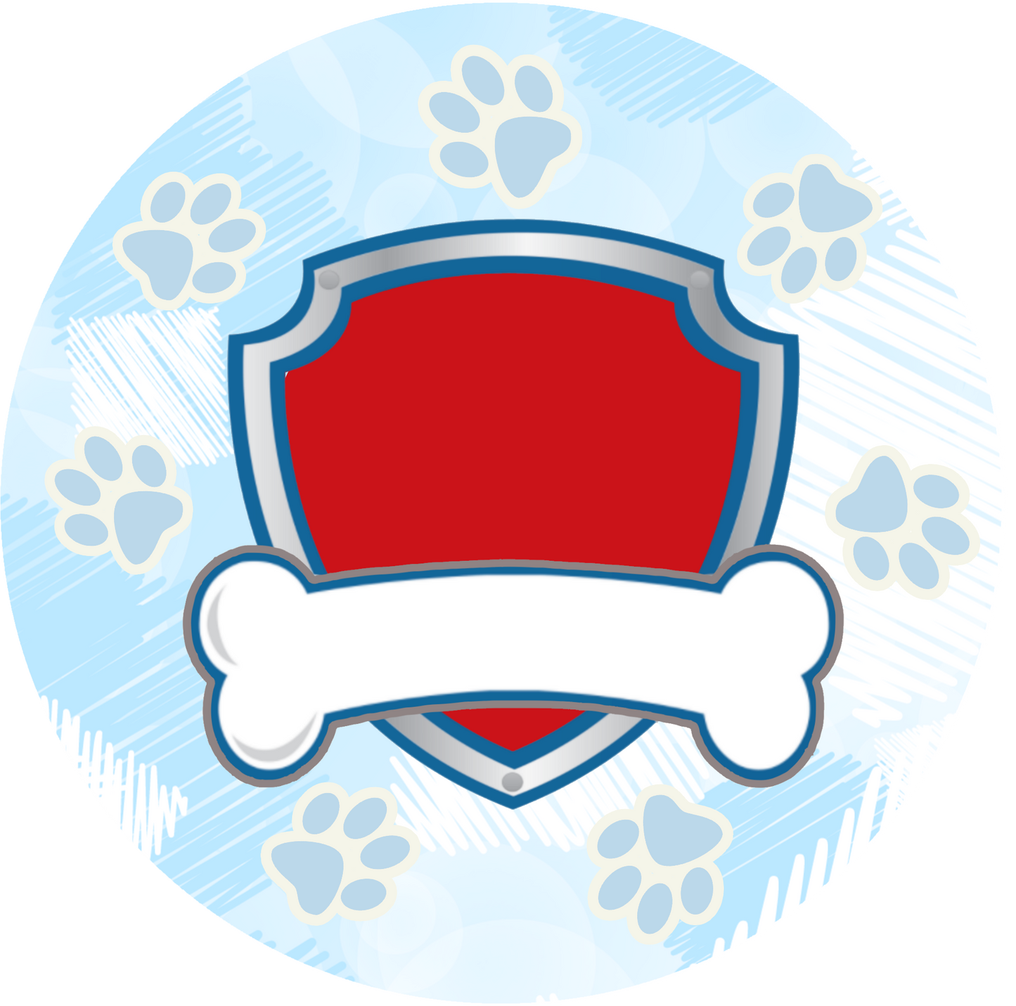 Happy Birthday Paw Blue Shield Cake Topper