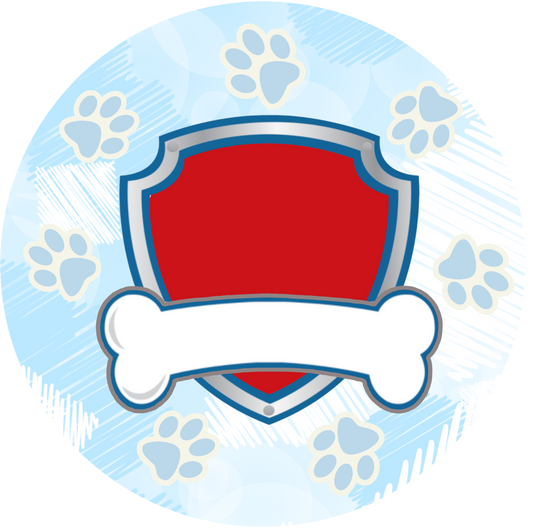 Happy Birthday Paw Blue Shield Cake Topper