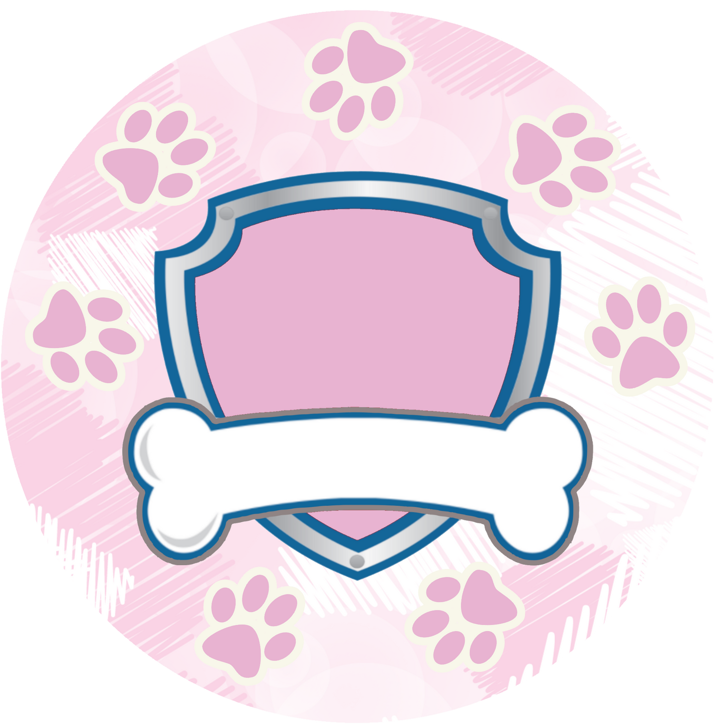 Happy Birthday Paw Pink Shield Cake Topper