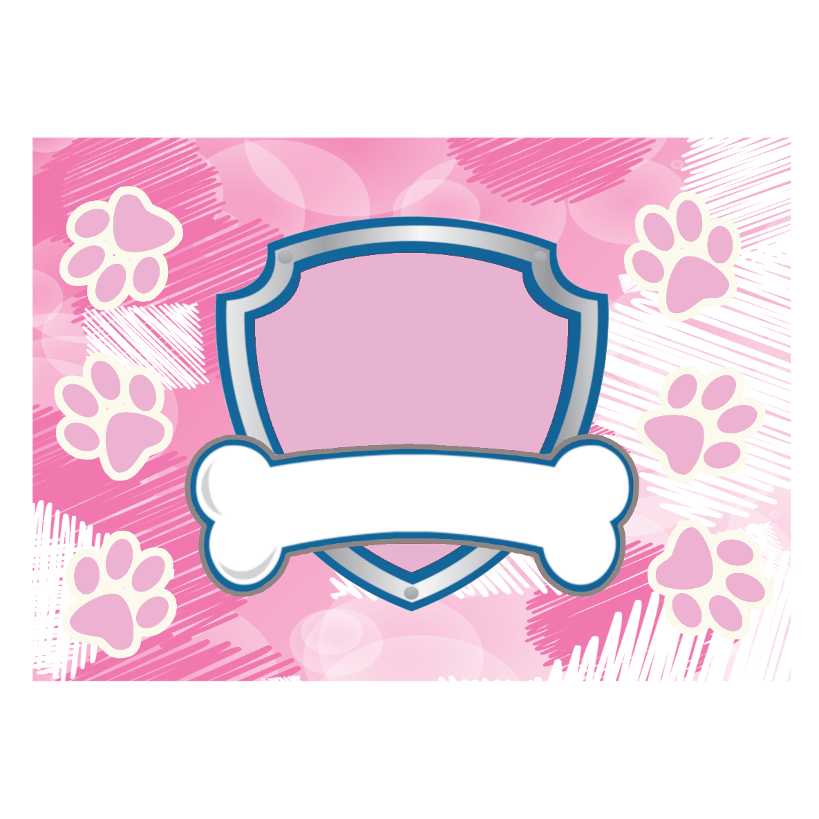 Happy Birthday Rectangular Pink Paw Cake Topper