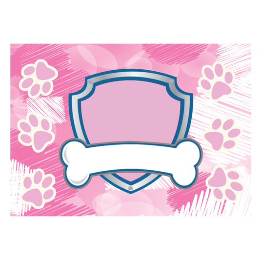 Happy Birthday Rectangular Pink Paw Cake Topper