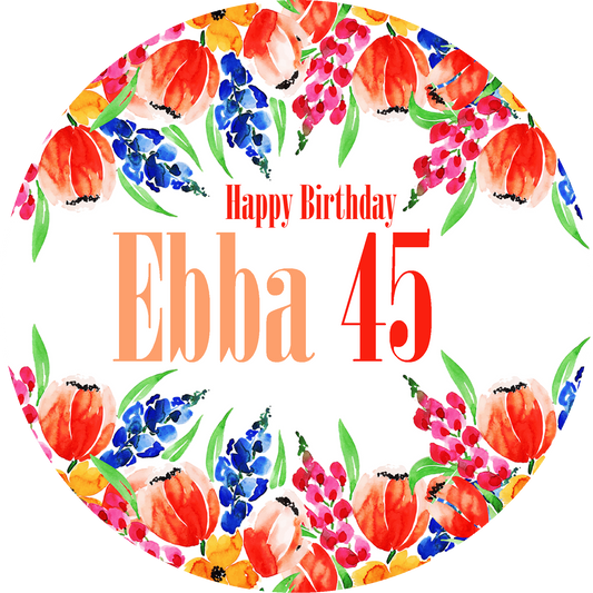 Happy Birthday Tulips Cake Topper