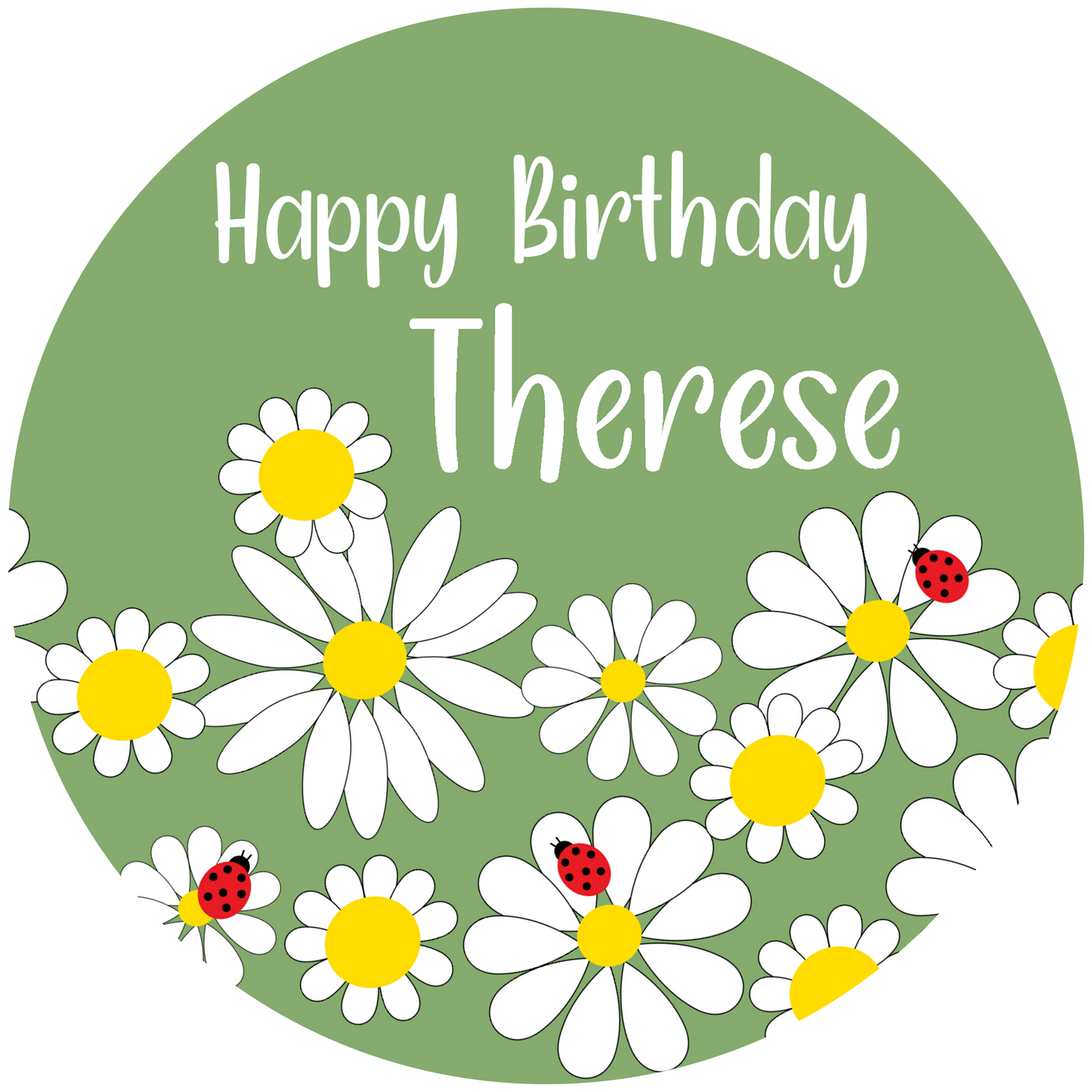 Happy Birthday White Flowers Cake Topper