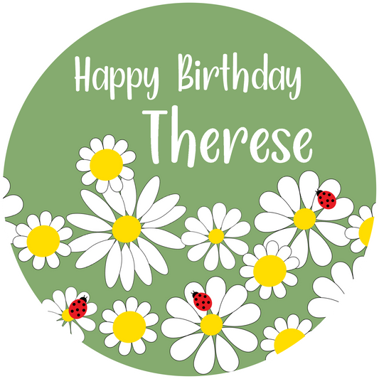 Happy Birthday White Flowers Cake Topper