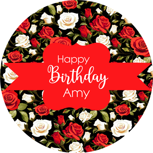 Happy Birthday Roses Cake Topper