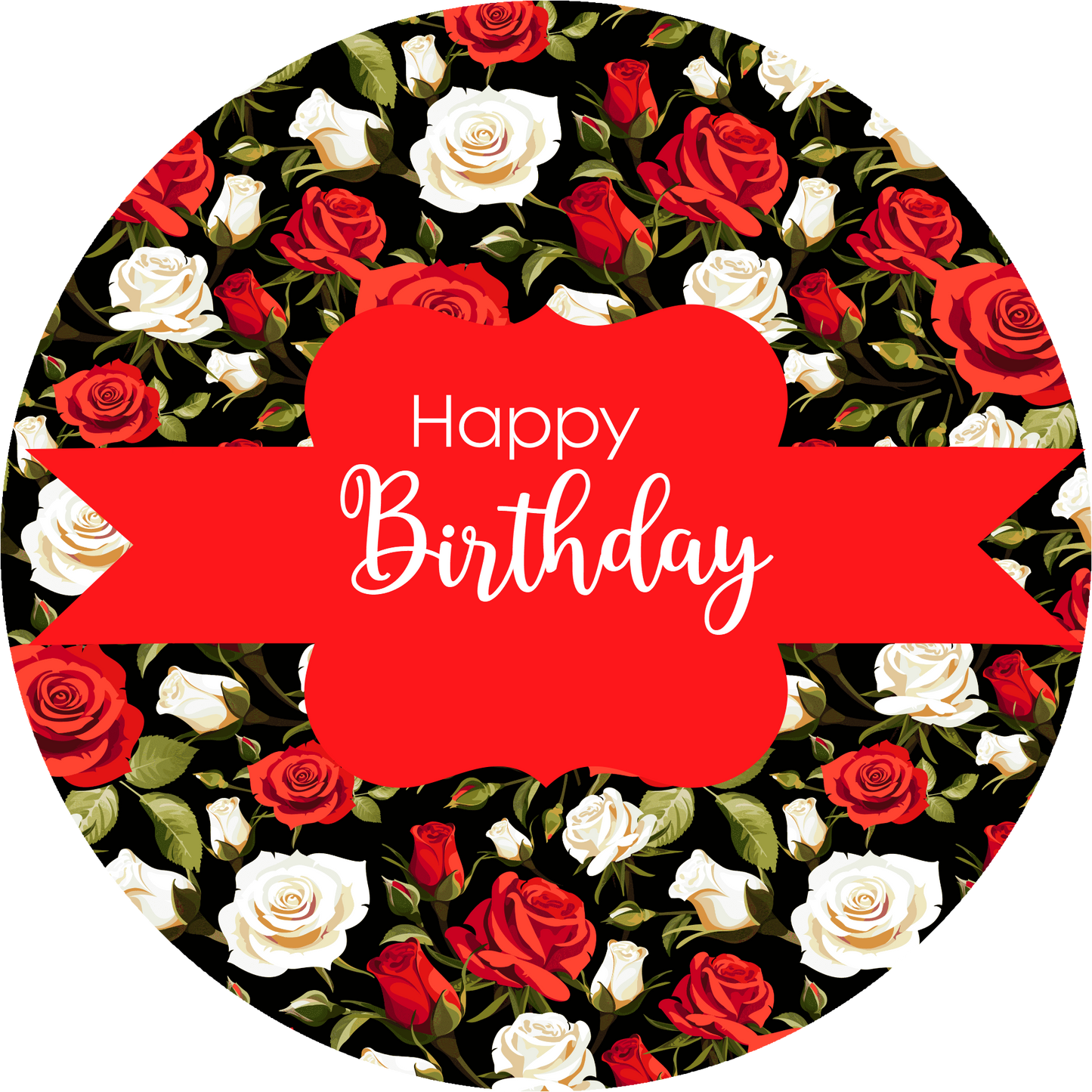 Happy Birthday Roses Cake Topper