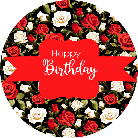 Happy Birthday Roses Cake Topper