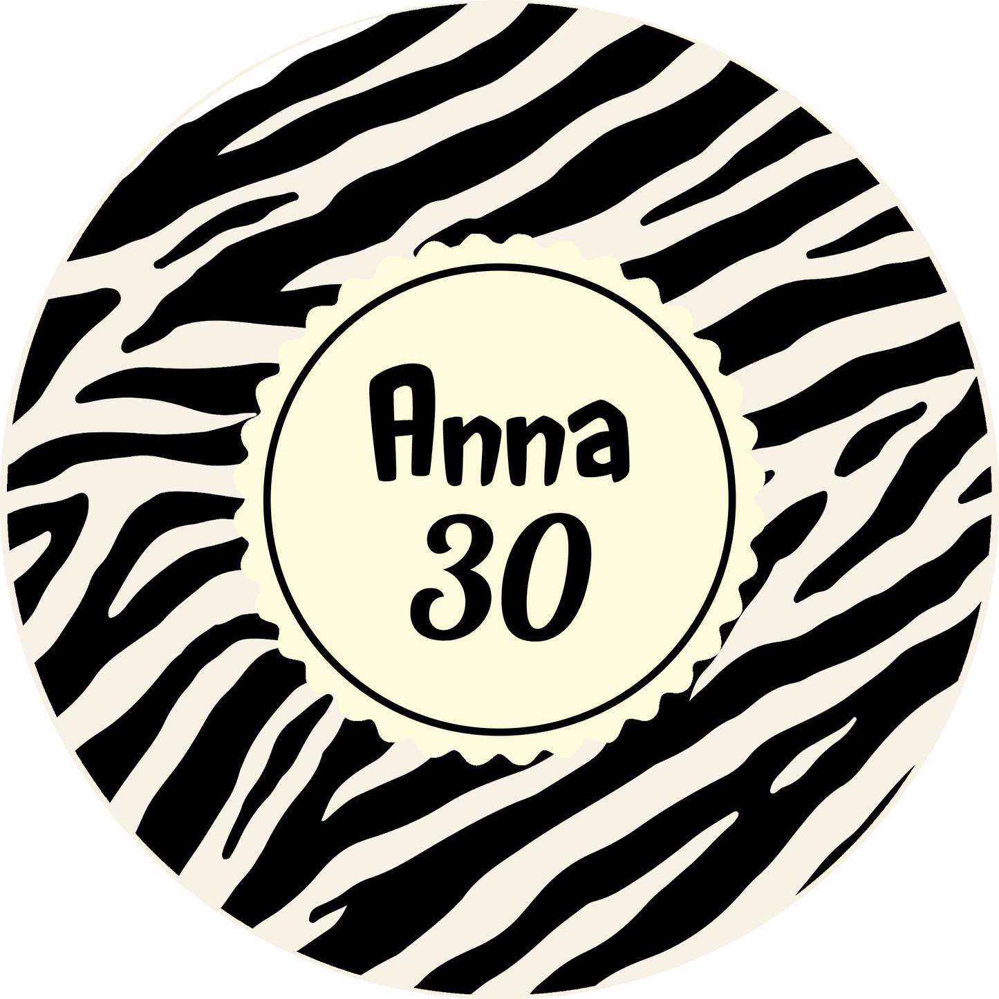 Happy Birthday Zebra Round Top Cake Topper