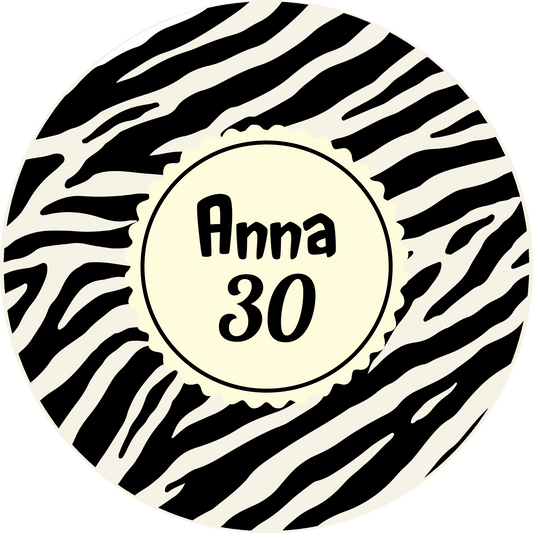 Happy Birthday Zebra Round Top Cake Topper