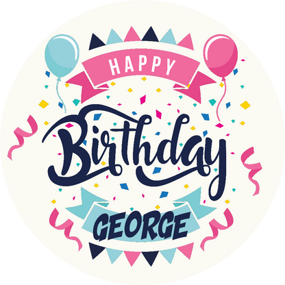 Happy Birthday Ballons Confetti Cake Topper