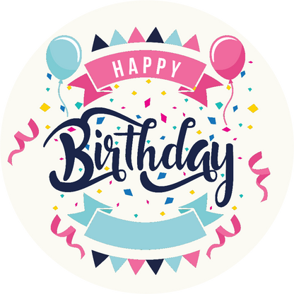 Happy Birthday Ballons Confetti Cake Topper