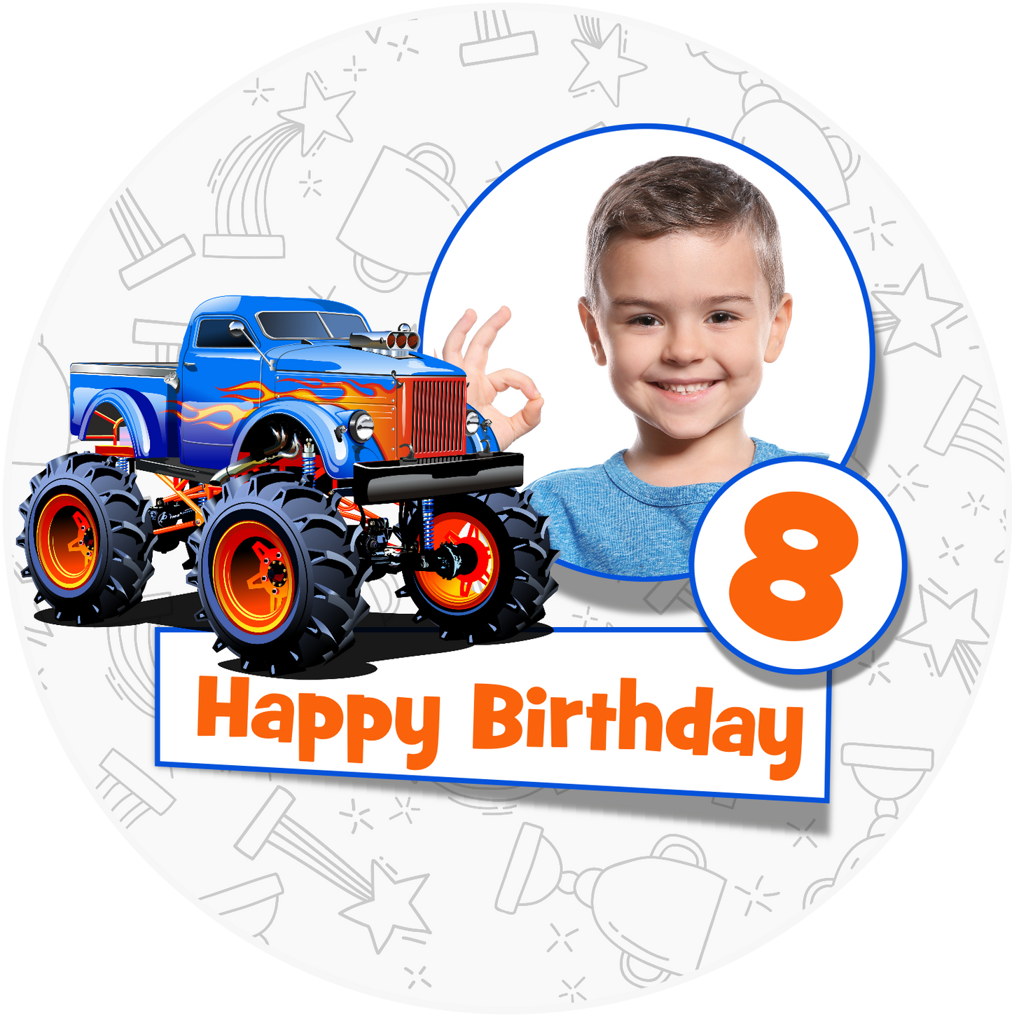 Happy Birthday Monster Truck Cake Topper