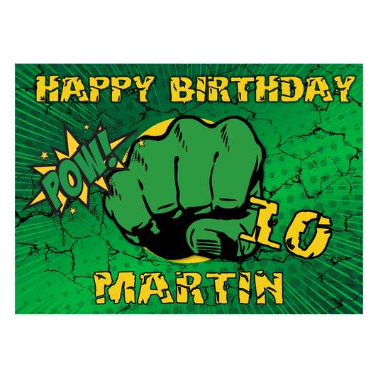 Happy Birthday Hulk Cake Topper Rectangular