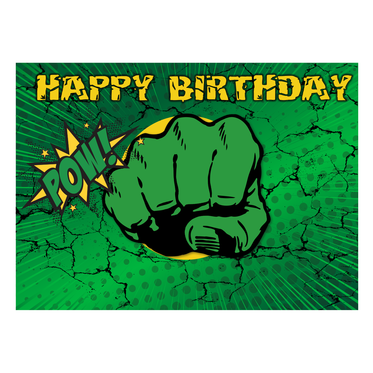 Happy Birthday Hulk Cake Topper Rectangular