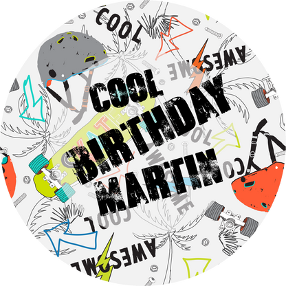 Happy Birthday Skate Cool Cake Topper