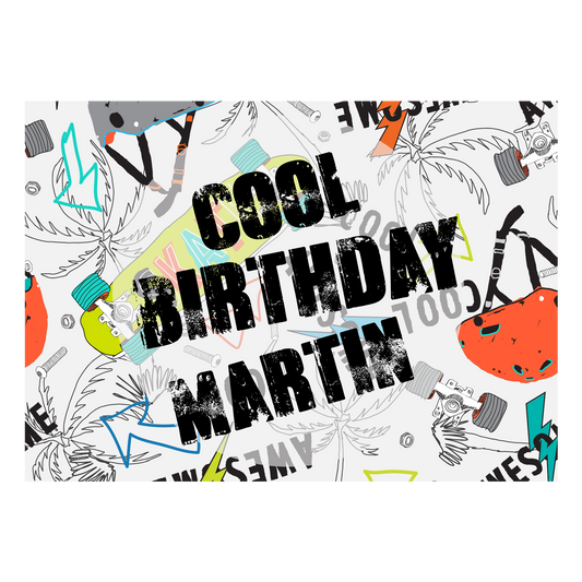 Happy Birthday Rectangular Skate Cool Cake Topper