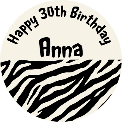 Happy Birthday Zebra Half Cake Topper